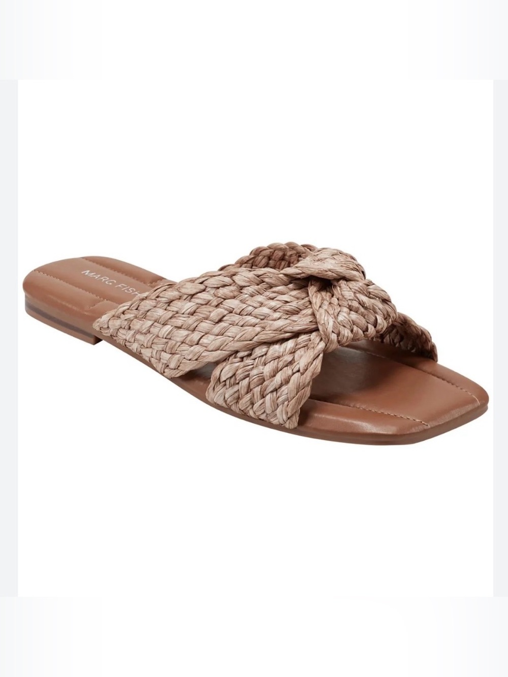 NEW Marc Fisher Lasket Casual Slip-on Flat Sandals Light Natural - Medium Sz 7M